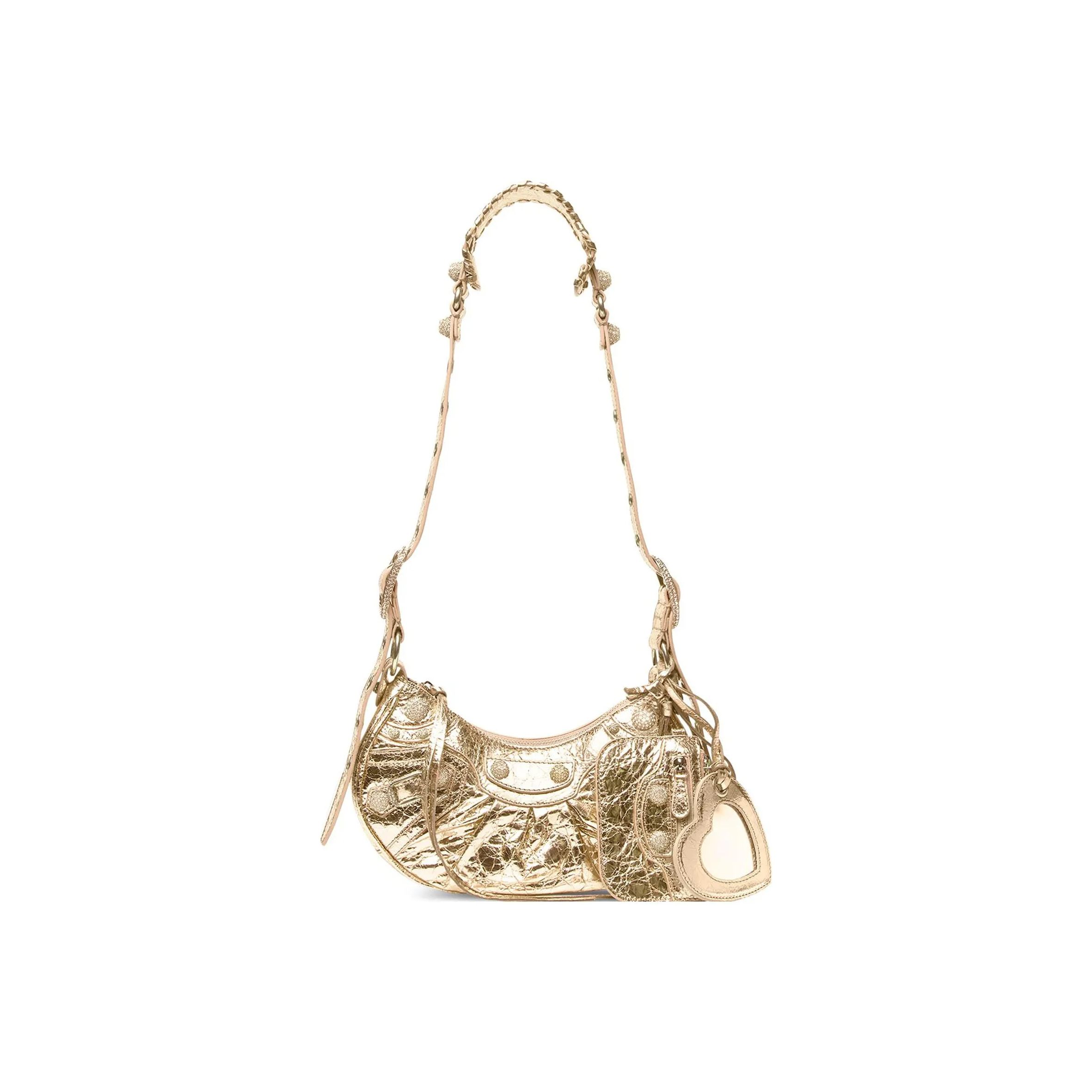 BALENCIAGA WOMEN'S LE CAGOLE SHOULDER BAG XS IN DIAMOND GOLD 671309210D48006 (25.9*16*9.9cm)